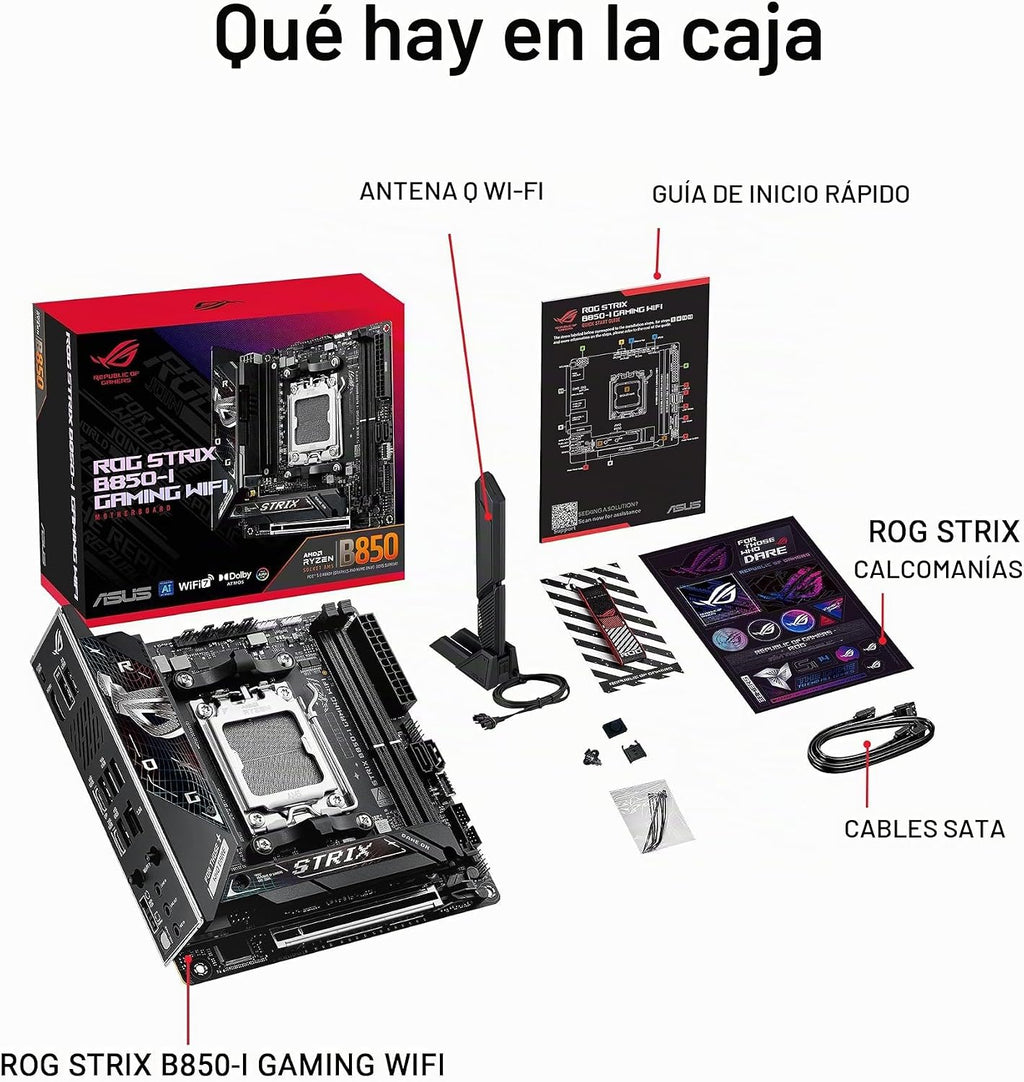 Placa base ASUS ROG Strix B850-I Gaming WiFi AMD AM5 Mini-ITX, DDR5, WiFi 7