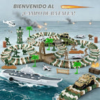 Juego de pistas de carreras militares, 242 piezas de juguete flexible