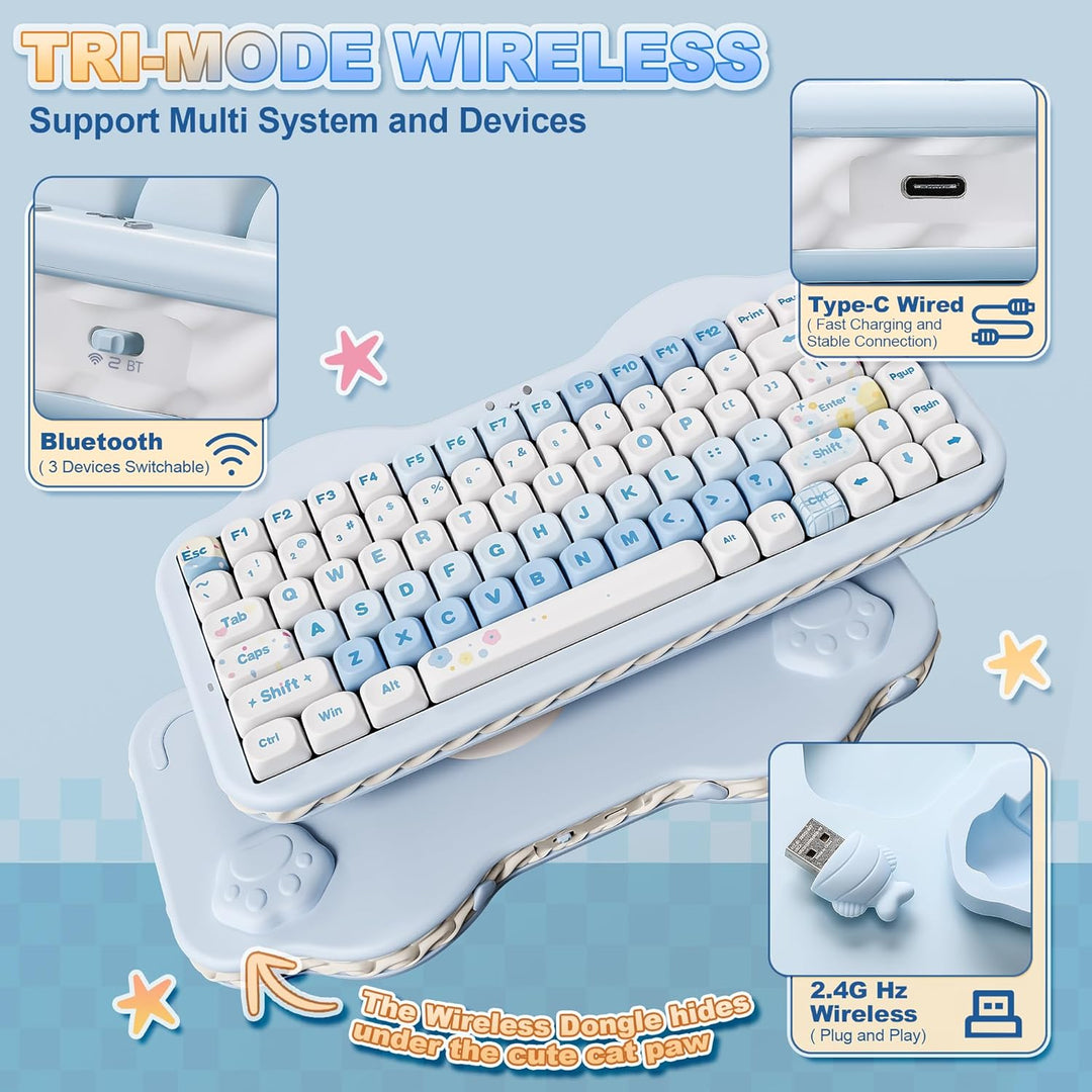 YUNZII Teclado mecánico inalámbrico C75, diseño del 75%, NKRO inter...
