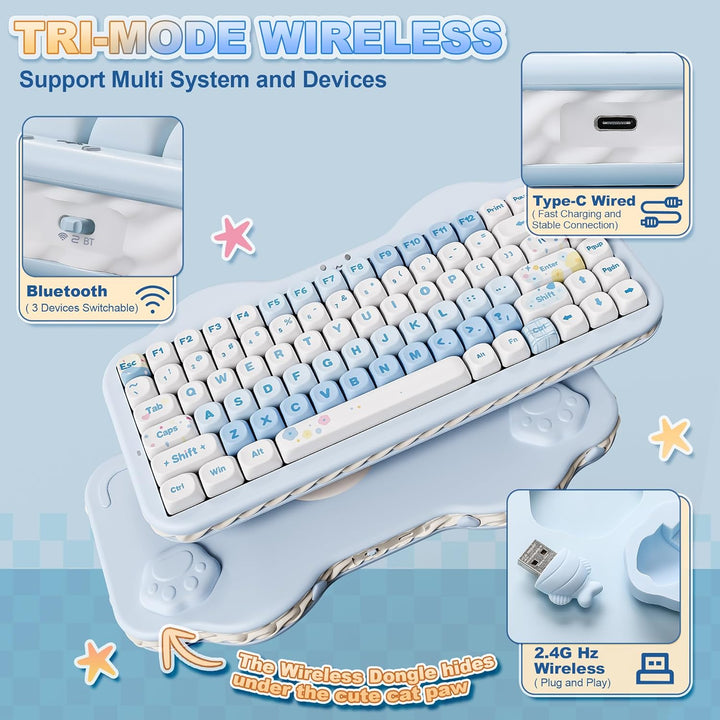YUNZII Teclado mecánico inalámbrico C75, diseño del 75%, NKRO inter...