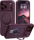 CASEKOO Burgundy para iPhone 18 Pro Max Case con 360 Spin Magnetic Stand