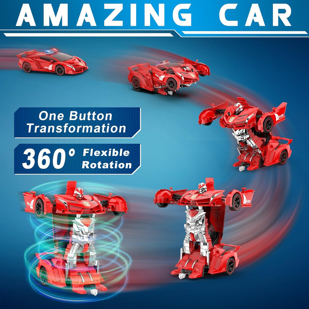FDJ Robot de auto transformable a control remoto, un botón de defor...