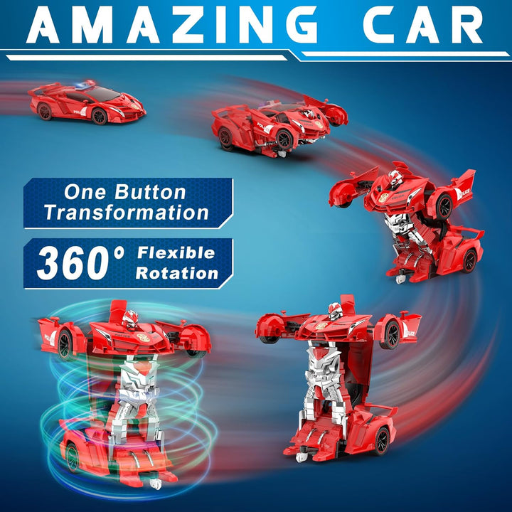FDJ Robot de auto transformable a control remoto, un botón de defor...