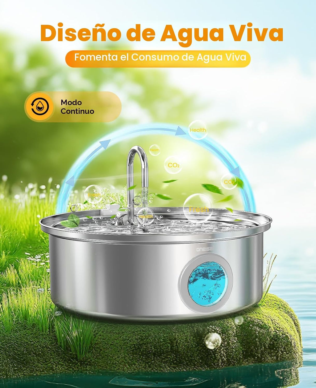 Oneisall 7L/230oz Fuente de Agua para Mascotas