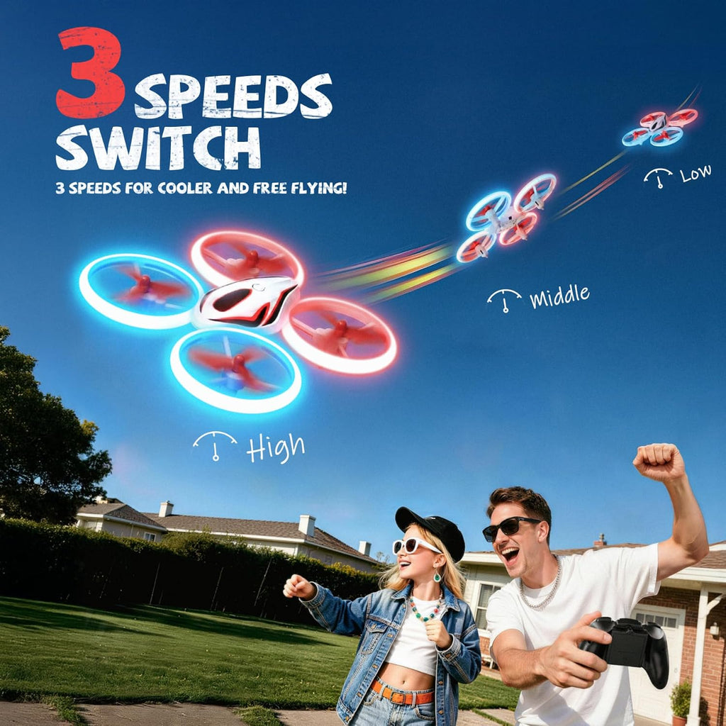 Veeniix RC Drone para niños Anti-colisión Quadcopter LED Luz Rojo
