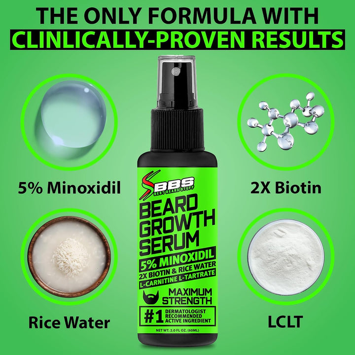Minoxidil para el crecimiento de la barba: suero al 5% con 2 veces...