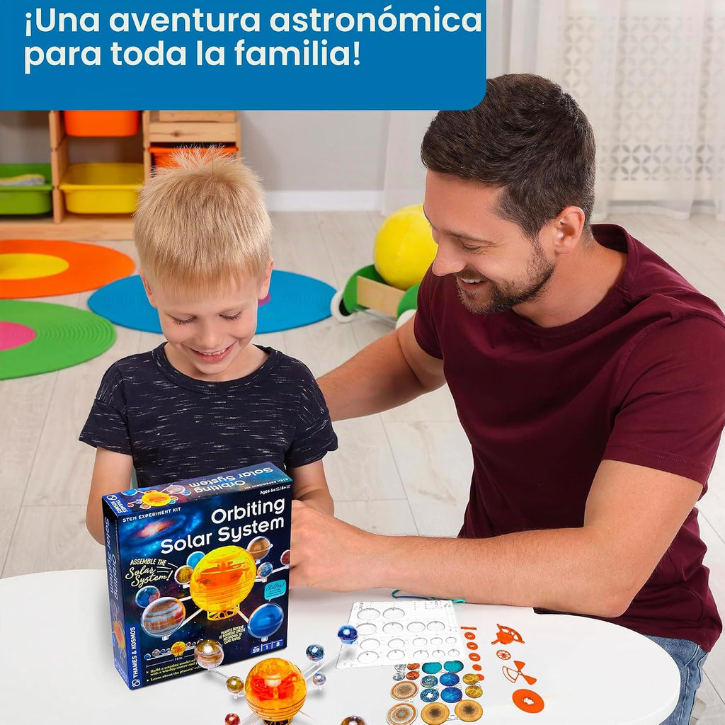 Kit STEM de Sistema Solar Orbitante de Thames & Kosmos | Construye un Modelo de Sistema Solar Rotativo | Los Planetas Giran Usando un Motor de Resorte | Explora las Razones de Engranajes | Ferias