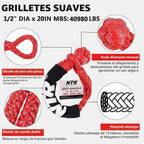 Cuerda de remolque de recuperación cinética de 1-1/8" x 30' (37,480 lbs), con 2 grilletes suaves UHMWPE (40,980 lbs), correa de tracción todoterreno resistente, kit de recuperación de vehículos