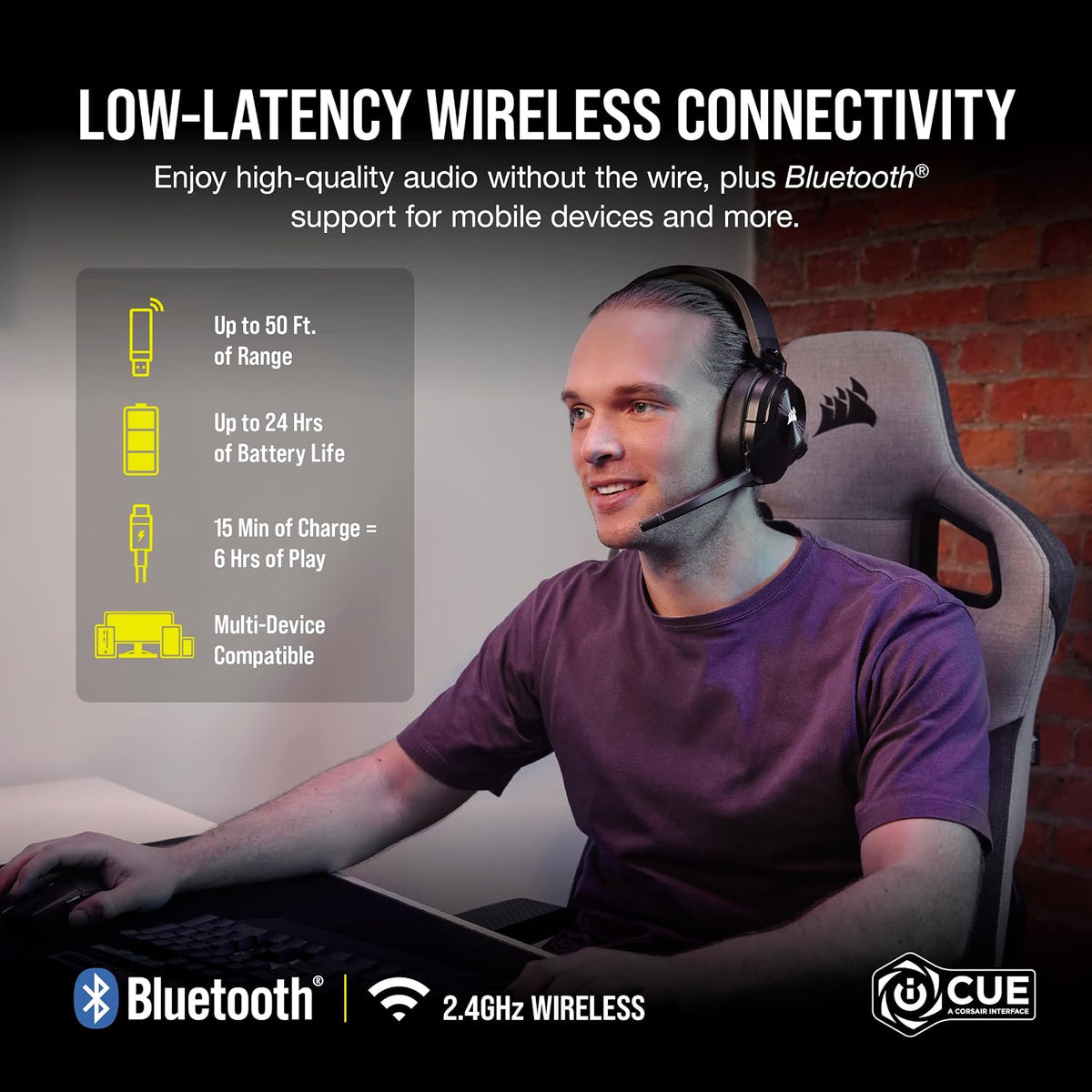 Corsair Auriculares inalámbricos para juegos ligeros multiplataforma HS55
