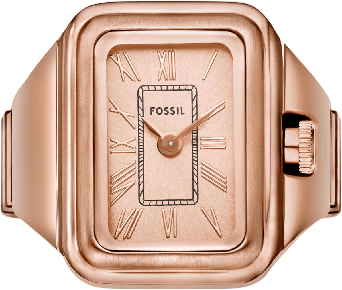 Fossil Reloj de Cuarzo de Acero Inoxidable de Dos Manos para Mujer con Anillo