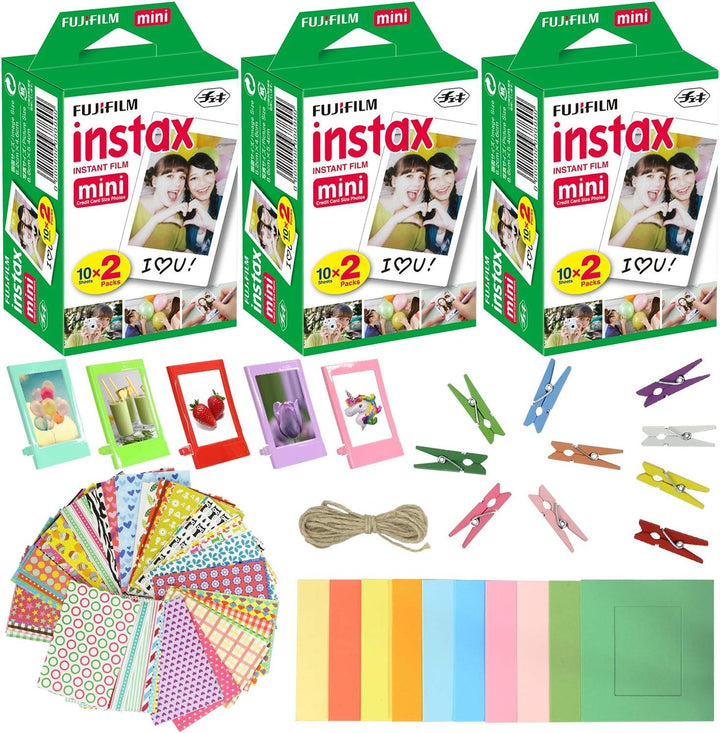 Fujifilm Película instantánea Instax Mini (paquete de 3, 60 hojas),...