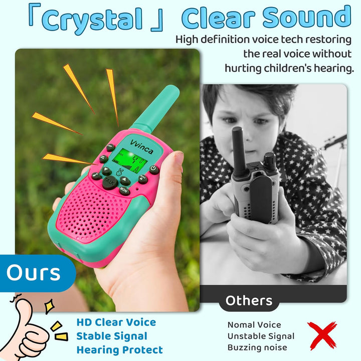 Vvinca Walkie Talkies para Niños Recargables Paquete de 4, Walkie T...