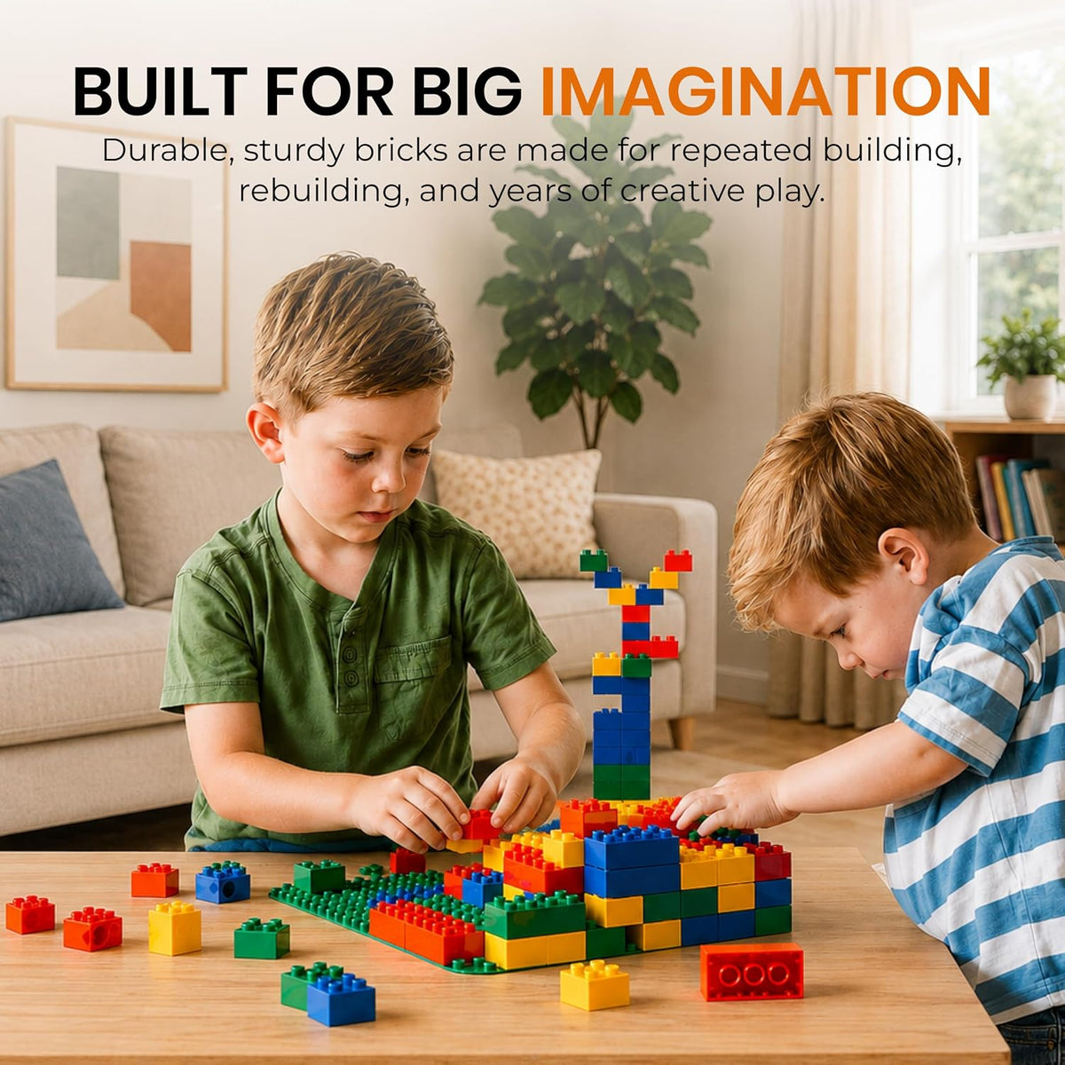 Strictly Briks Bloques grandes de juguete de construcción, compatible con Lego Duplo Set para niños pequeños y niños, juego creativo y aprendizaje, 108 juegos/colores básicos