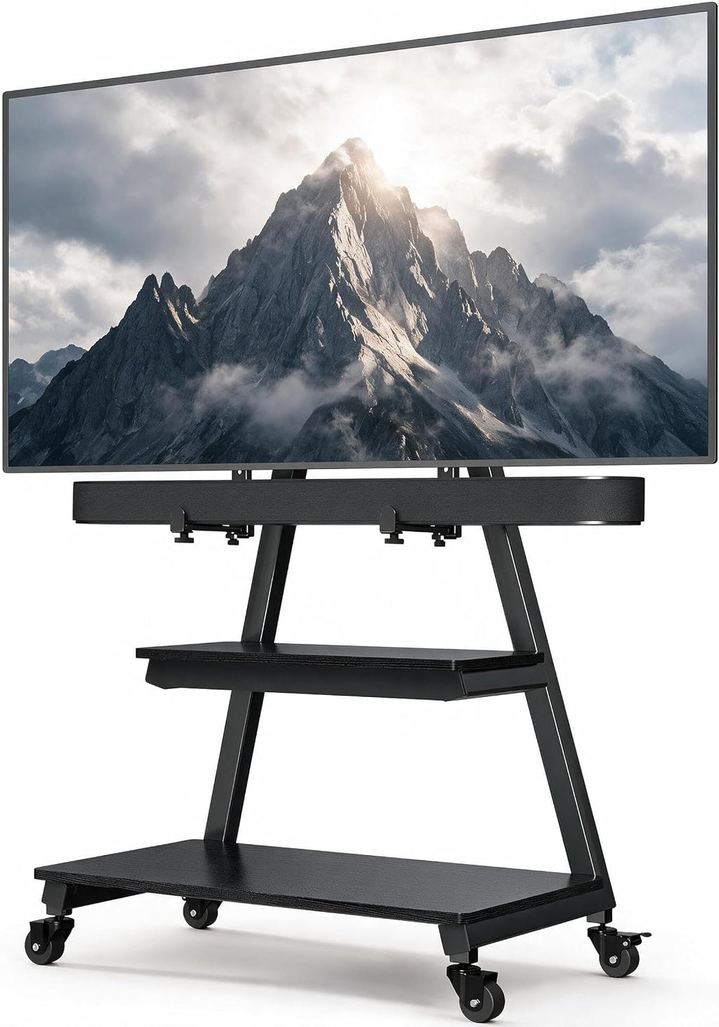 Perlegear - Soporte de TV rodante con soporte de barra de sonido para