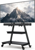 Perlegear - Soporte de TV rodante con soporte de barra de sonido para