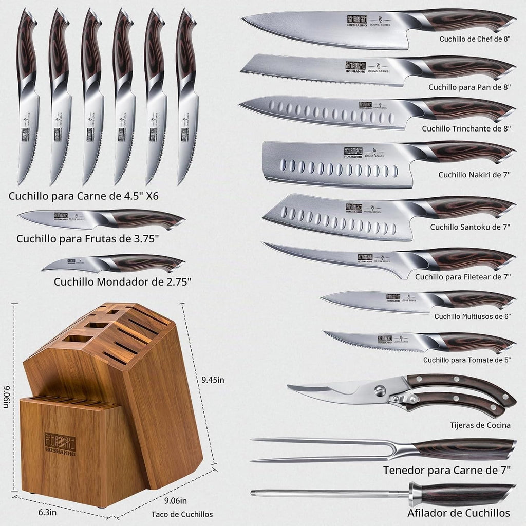 HOSHANHO Juego de cuchillos de cocina japoneses ultra afilados con bloque