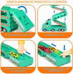 Camión transportador de automóvil de juguete para niños de 3, 4, 5 años, pista de carreras de eyección de 50 pulgadas con 8 autos, sonido y luz, el mejor juego de juguetes de regalo de cumpleaños para niños y niñas