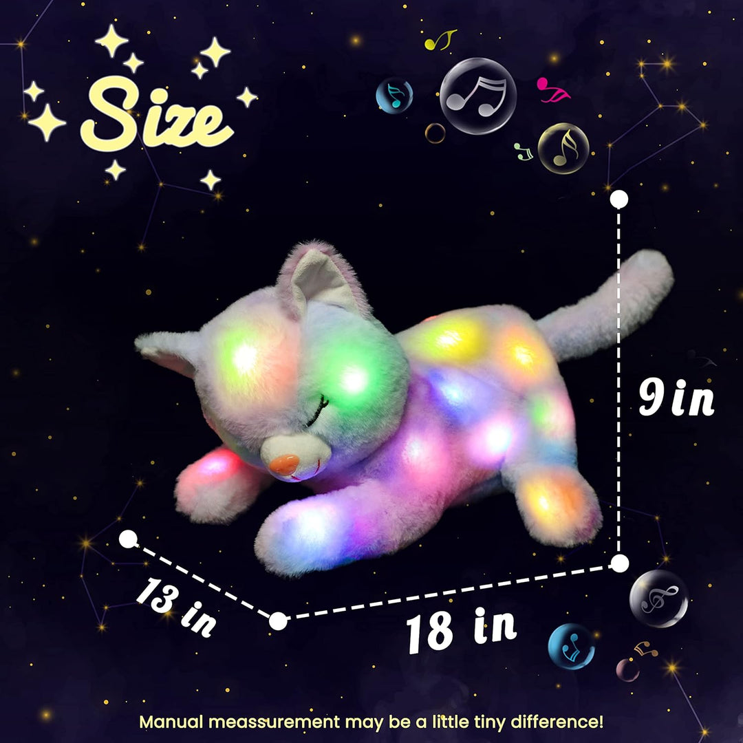 Hopearl Gato de peluche LED musical con luces, juguete de peluche c...