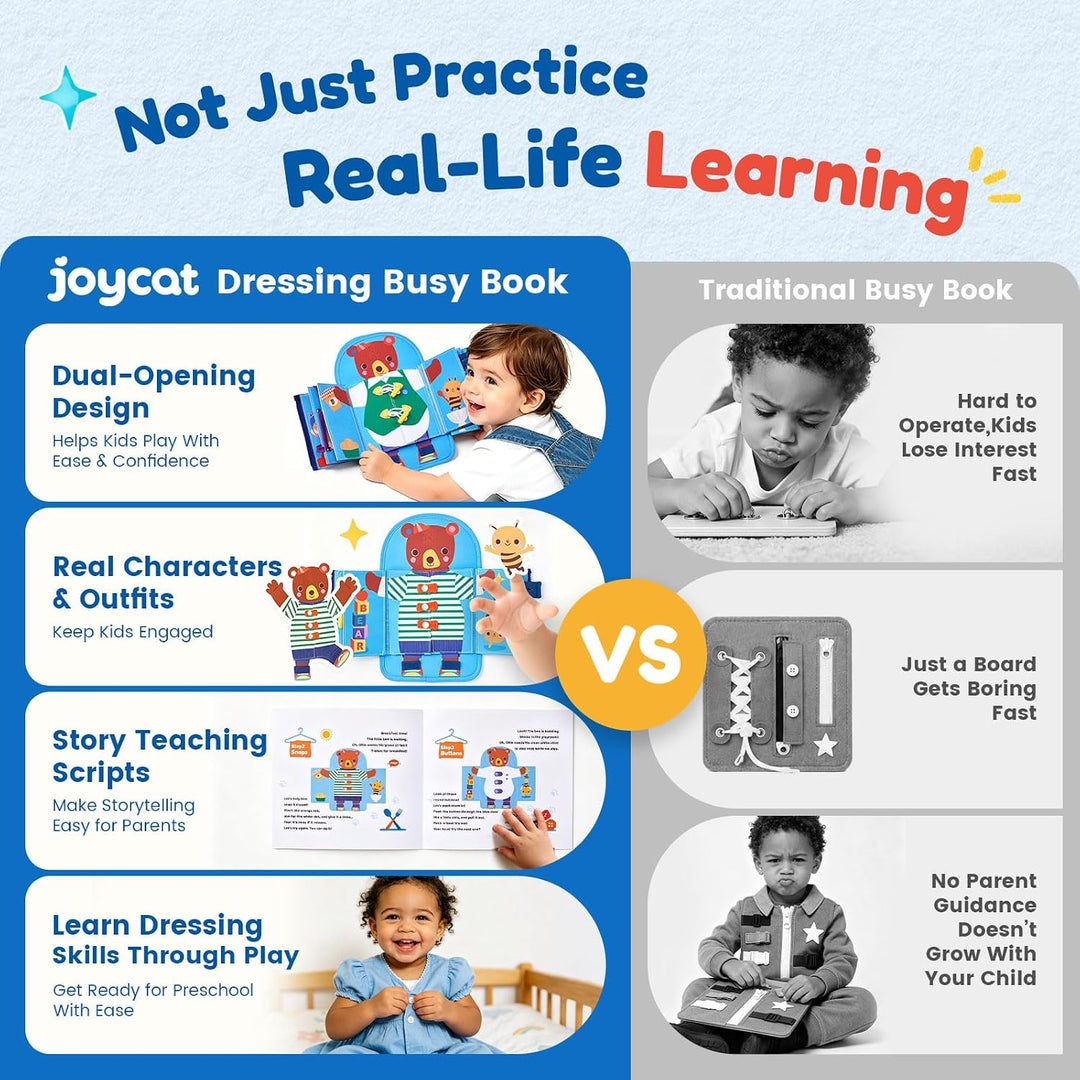 JoyCat Libro de vestir ocupado para niños pequeños de 2 a 5 años, j...