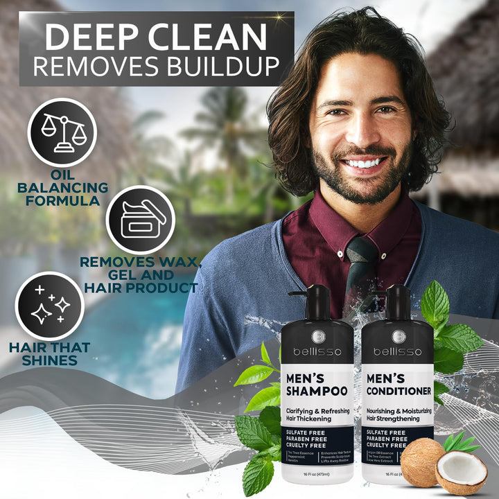 Set de champú y acondicionador para hombre, sin sulfato y aclarante...