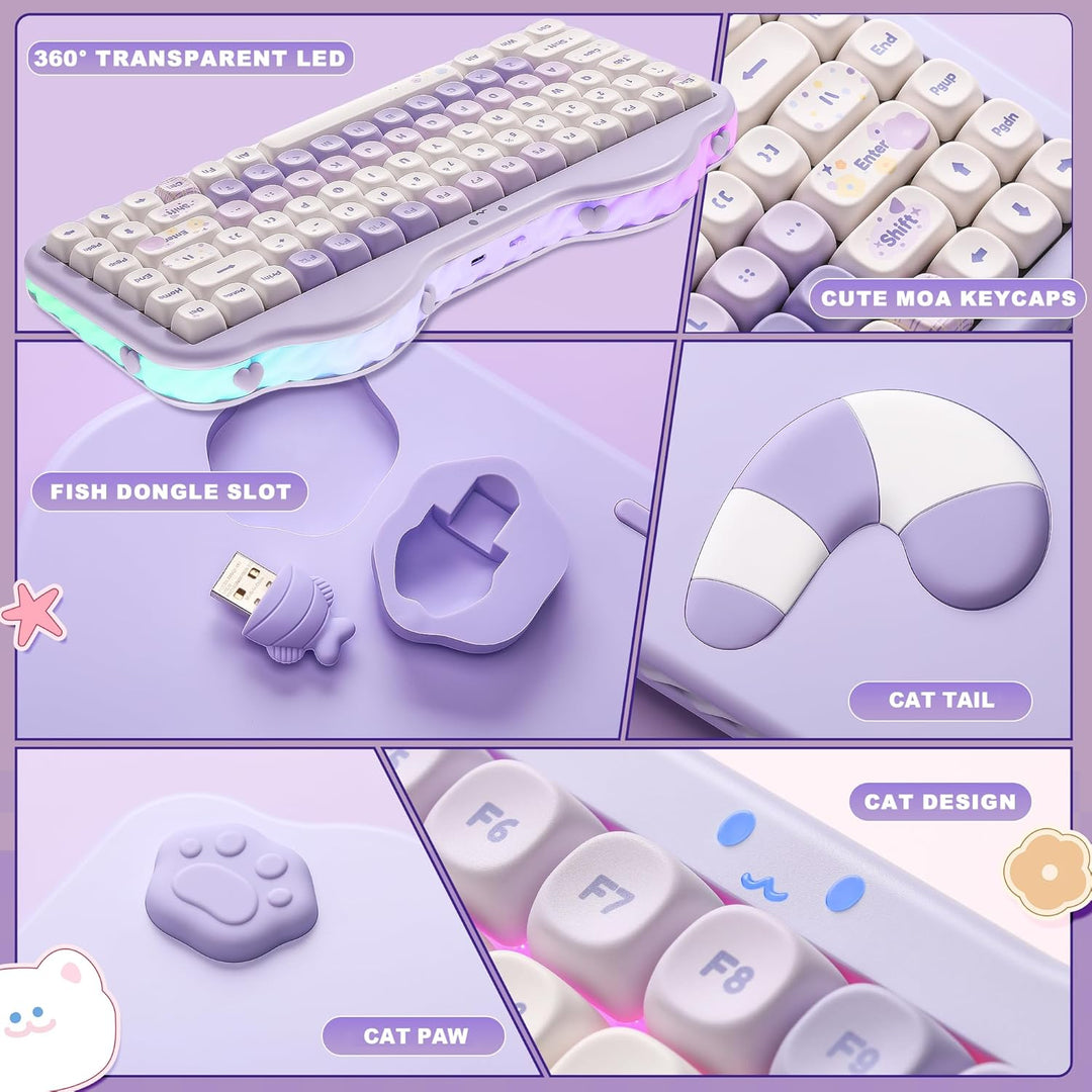 YUNZII C75 Teclado mecánico inalámbrico, diseño de 75%, intercambia...