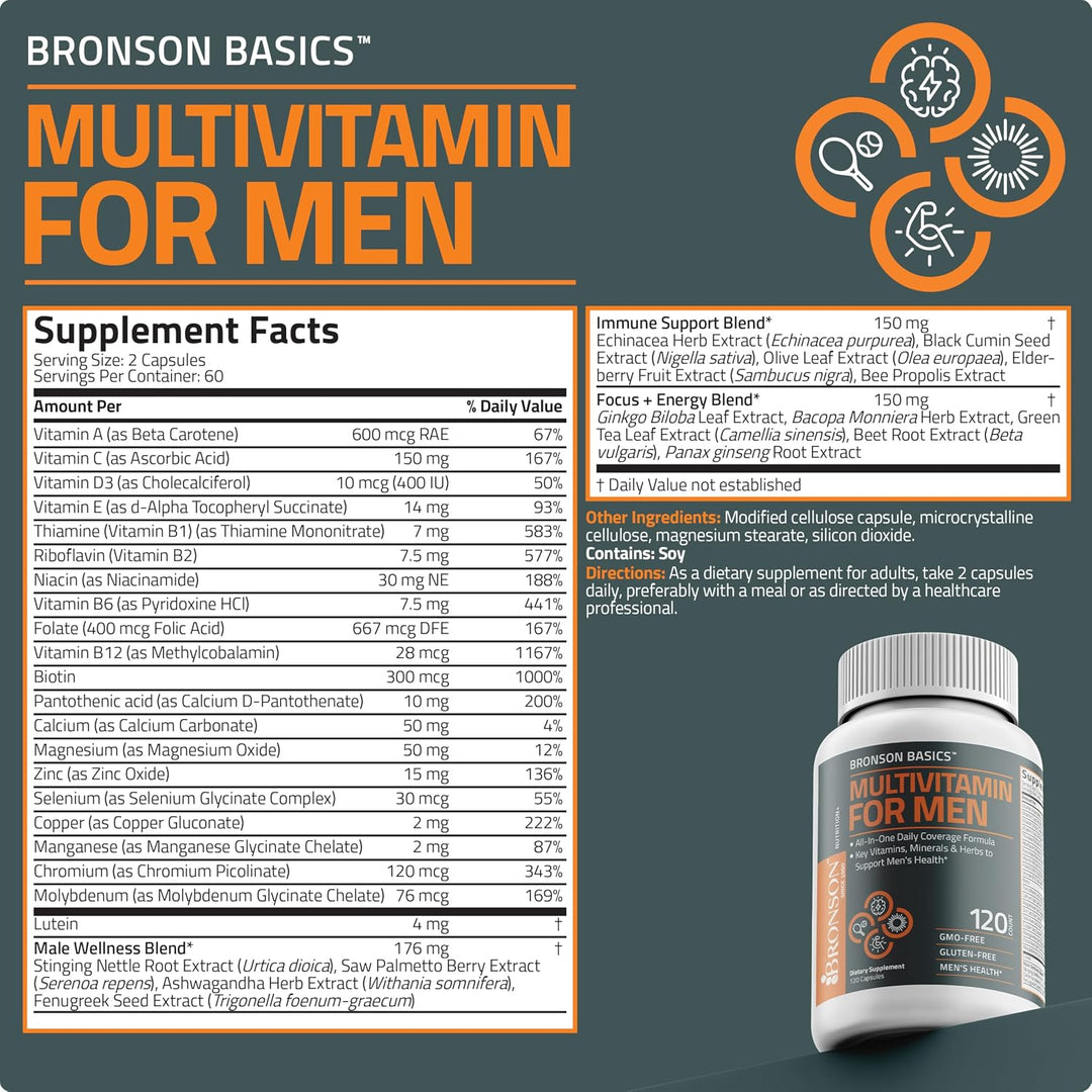 Bronson Multivitamínico para hombres, fórmula de cobertura diaria t...