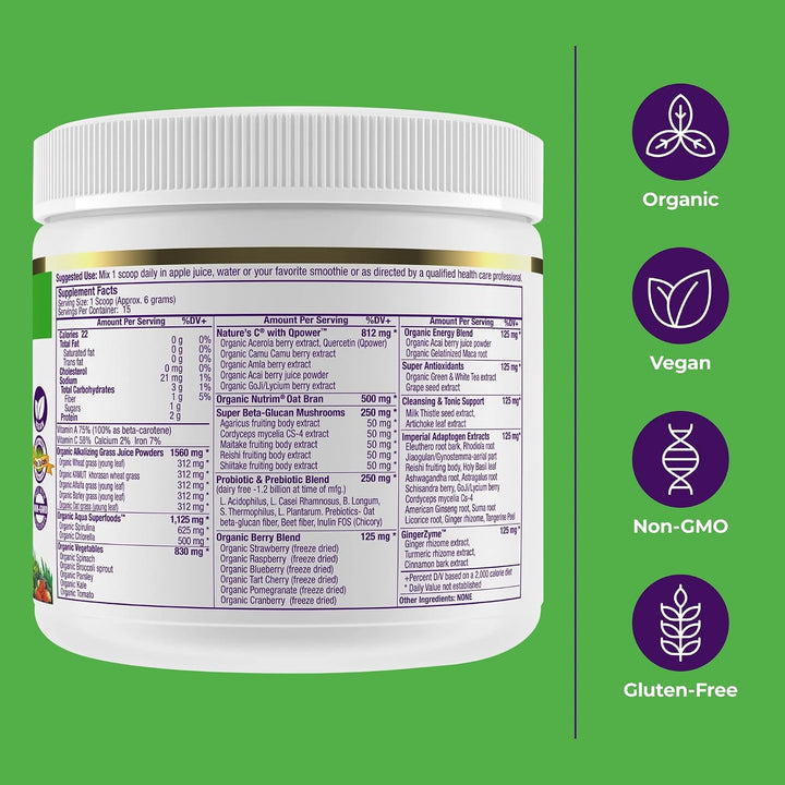 Paradise Herbs, Polvo de Superalimentos ORAC Energy Greens, Poder a...