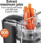 Hamilton Beach Extractor de jugo fácil de limpiar con herramienta de limpieza fácil de barrer, canal de boca grande de 3 pulgadas, R67870 (renovado)