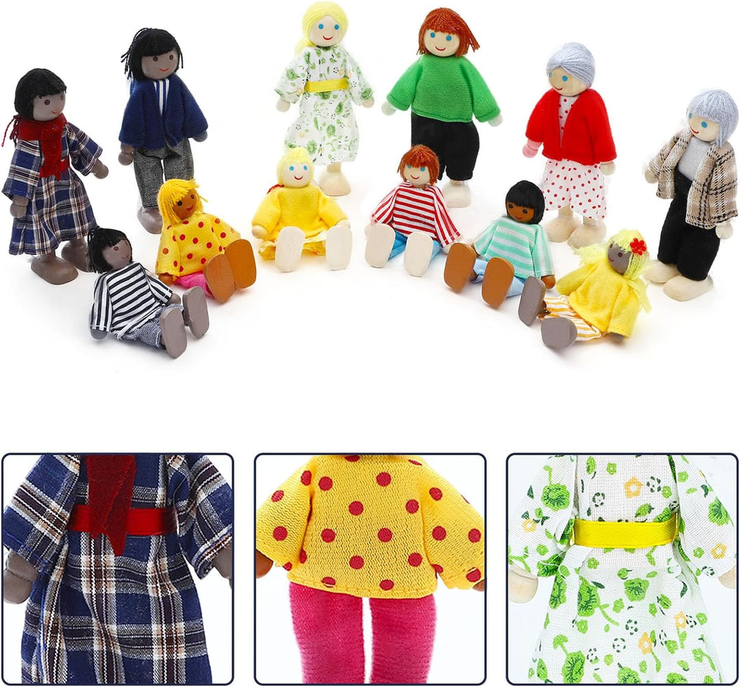 ONEST Juego de casa de muñecas de madera de 23 piezas con muñecos d...