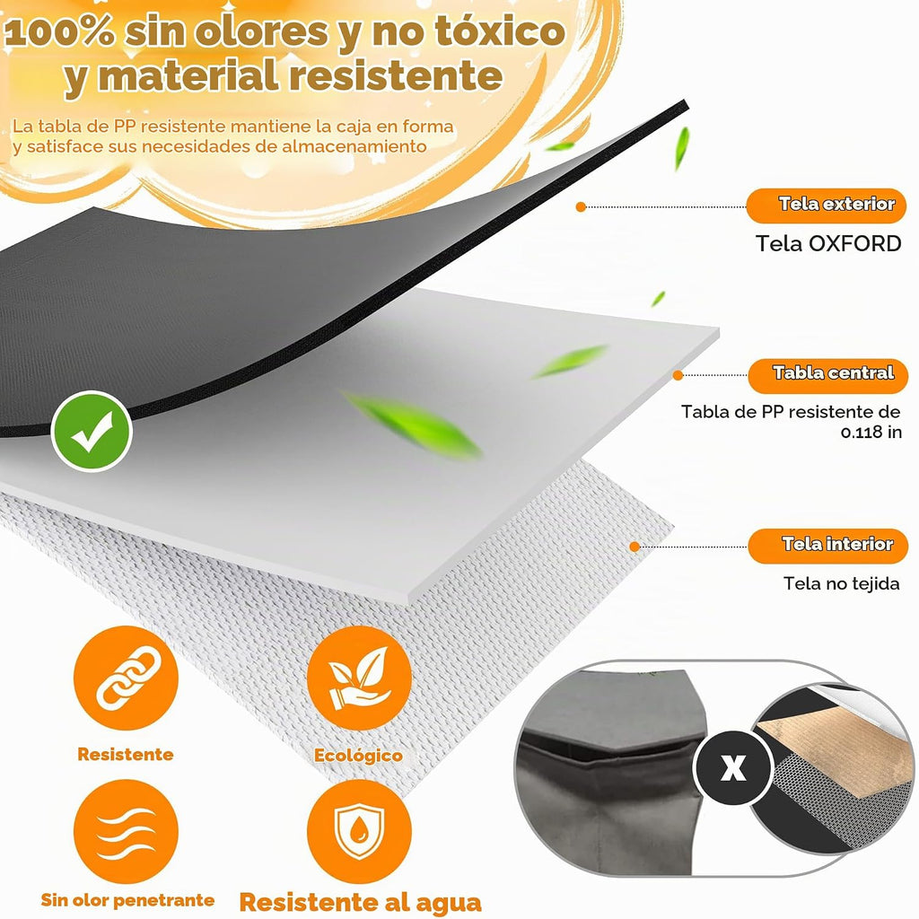 Cajón de juguetes extragrande, organizador de almacenamiento plegable con tapas, 40"x14"x16"