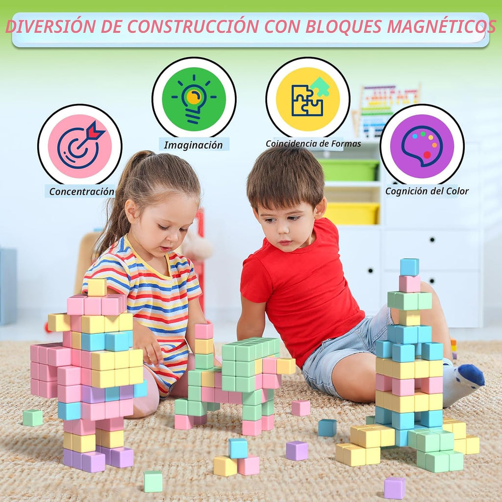 Apluses 45 bloques magnéticos – Juguetes para niños y niñas, bloques de construcción magnéticos, juguetes sensoriales STEM para autismo al aire libre para niños y niñas de 3 a 5 años