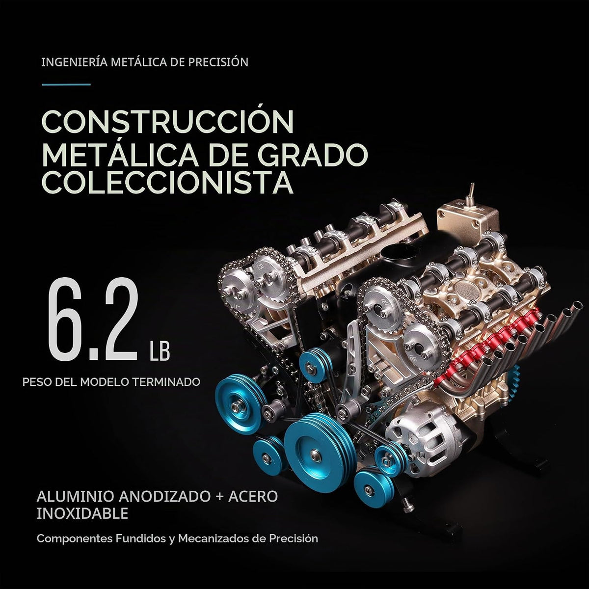 TECHING Kit de modelo de motor V8 de metal que funciona