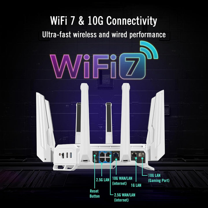 ASUS GT-BE19000AI Tri-Band WiFi 7 (802.11be) AI Gaming Router, anch...