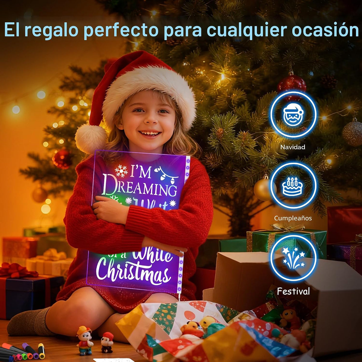 Tablero de dibujo LED de 17 pulgadas para niños, regalo de cumpleaños para