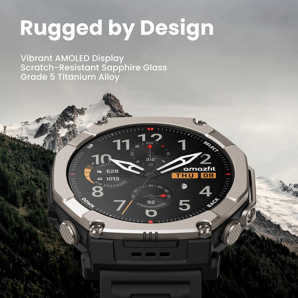 Amazfit Reloj inteligente T-Rex Ultra 2, cristal de zafiro AMOLED de 1.5"