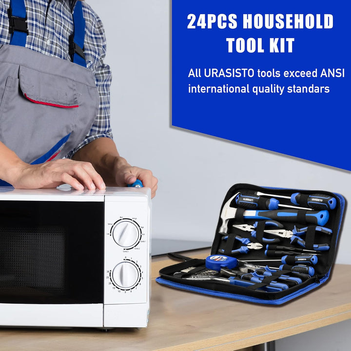 URASISTO Kit de herramientas para el hogar de 24 piezas para hombre...