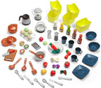 Step2 Elegant Edge - Juego de cocina para niños, cocina para interiores y exteriores, juego interactivo con luces y sonidos, hecho de plástico duradero, incluye 78 accesorios de juguete, para niños