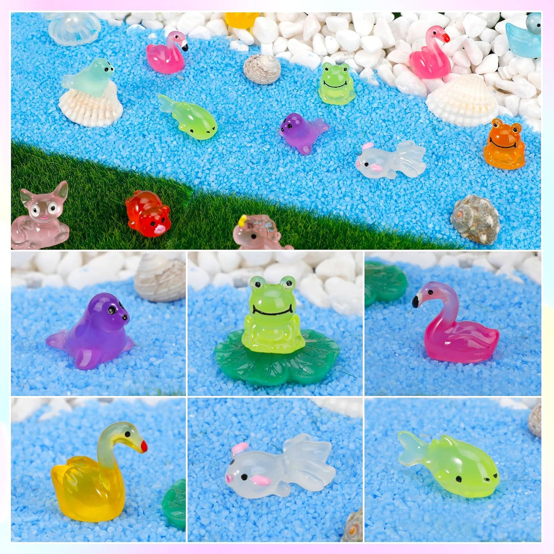 Paquete de 240 mini animales de resina que brillan en la