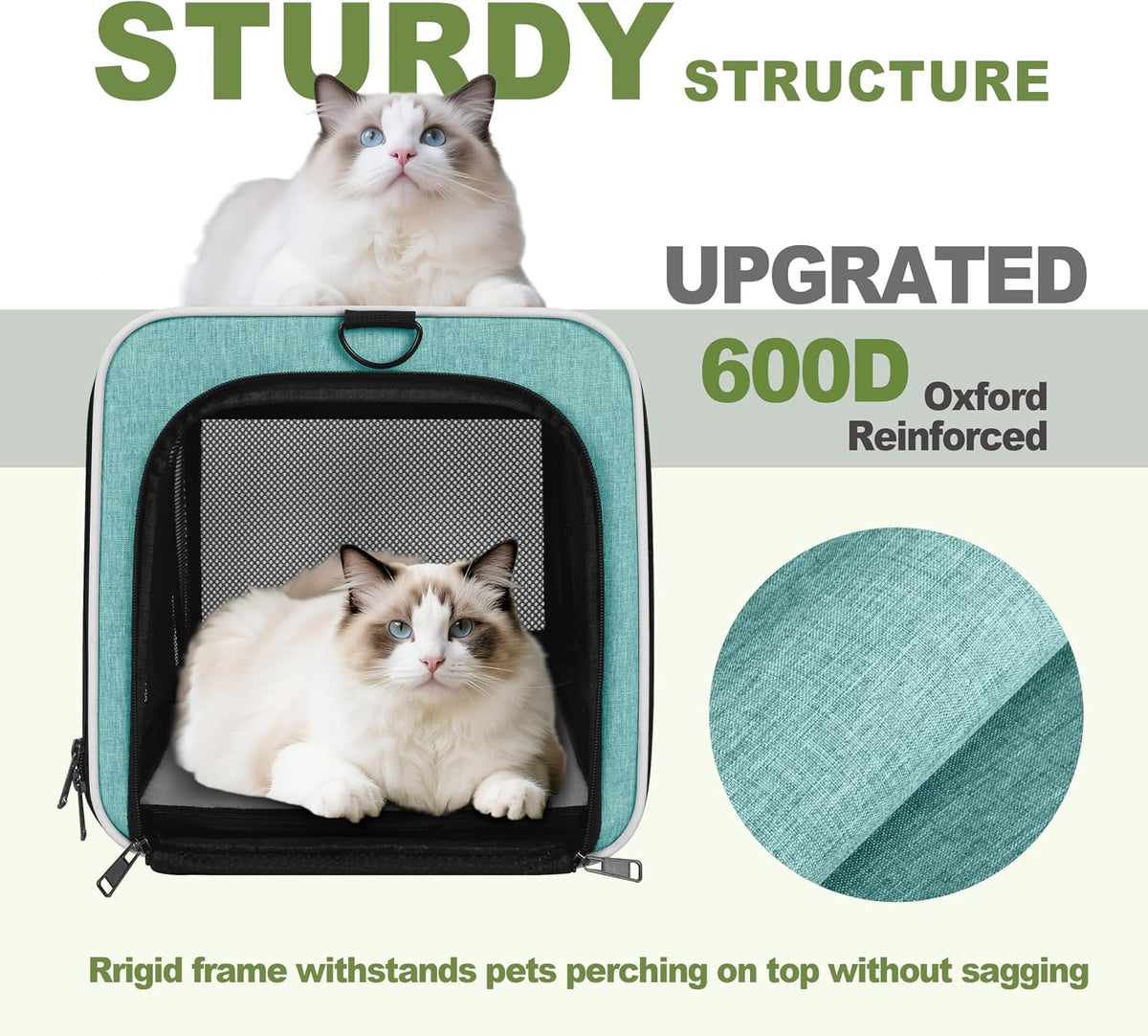 Transportador para gatos de 18 x 11 x 11 pulgadas, jaula de viaje