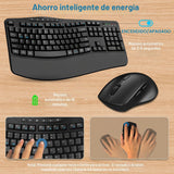 Combo de teclado y mouse inalámbricos, teclado ergonómico con 6 tec...