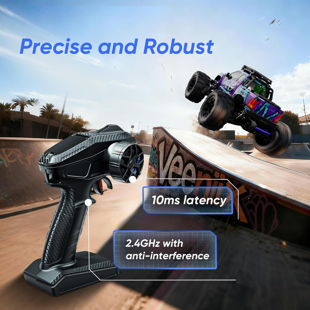 1/14 RC Cars 50 KPH 4WD Camión Offroad con 25W Cargador Rápido 3S