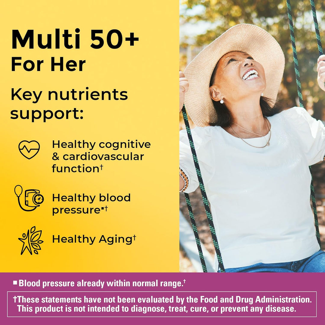 Nature Made Multivitamínico para mujeres 50+ sin hierro, multivitam...