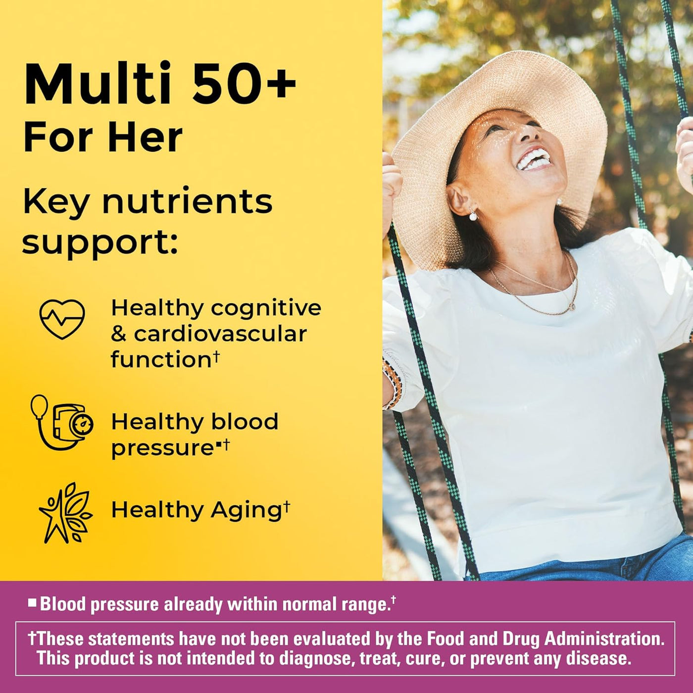 Nature Made Multivitamínico para mujeres 50+ sin hierro, multivitam...