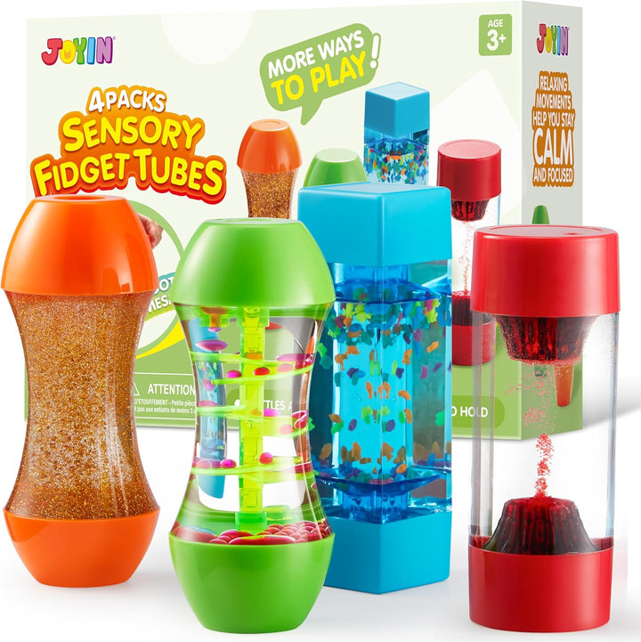 JOYIN Paquete de 4 tubos sensoriales de Mini-World para niños, jugu...