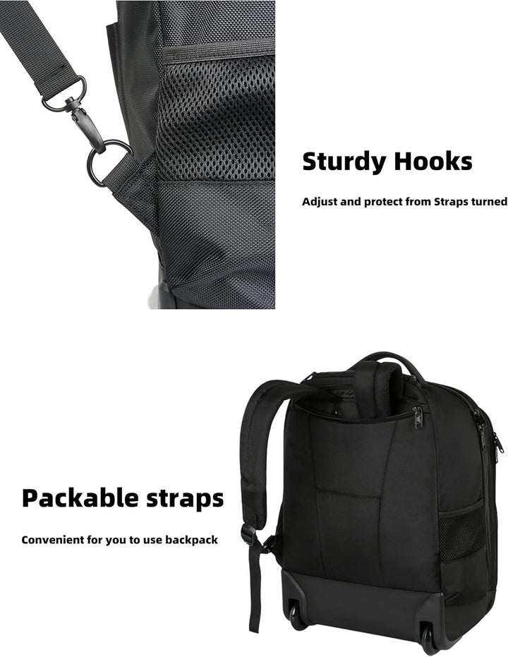 Mochila de viaje Matein impermeable con ruedas, Negro