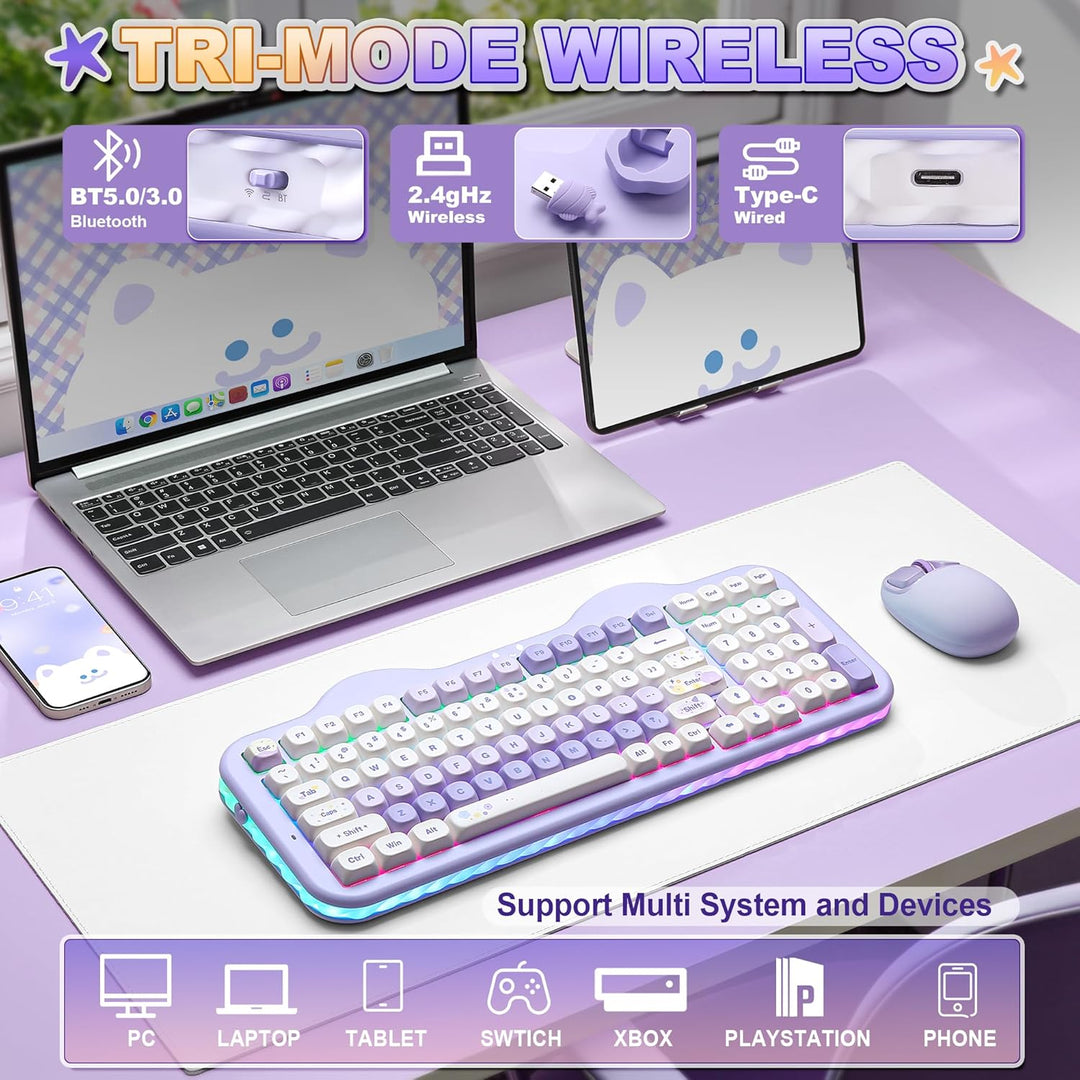 YUNZII Teclado mecánico inalámbrico C98 con teclado numérico, 99 te...