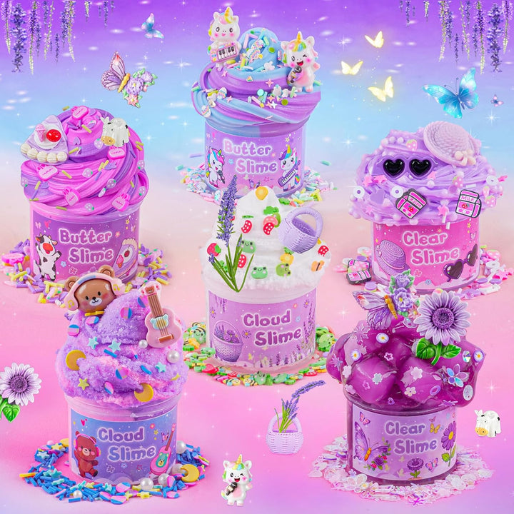 Paquete de 6 Slimes, Slime Morado para Niños, Kit de Slime de Nube...