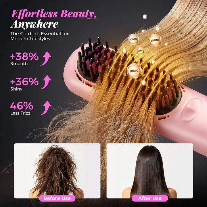 Go Brush Pro 2026, Cordless Hair Straightener Brush, Mini Hair Stra...