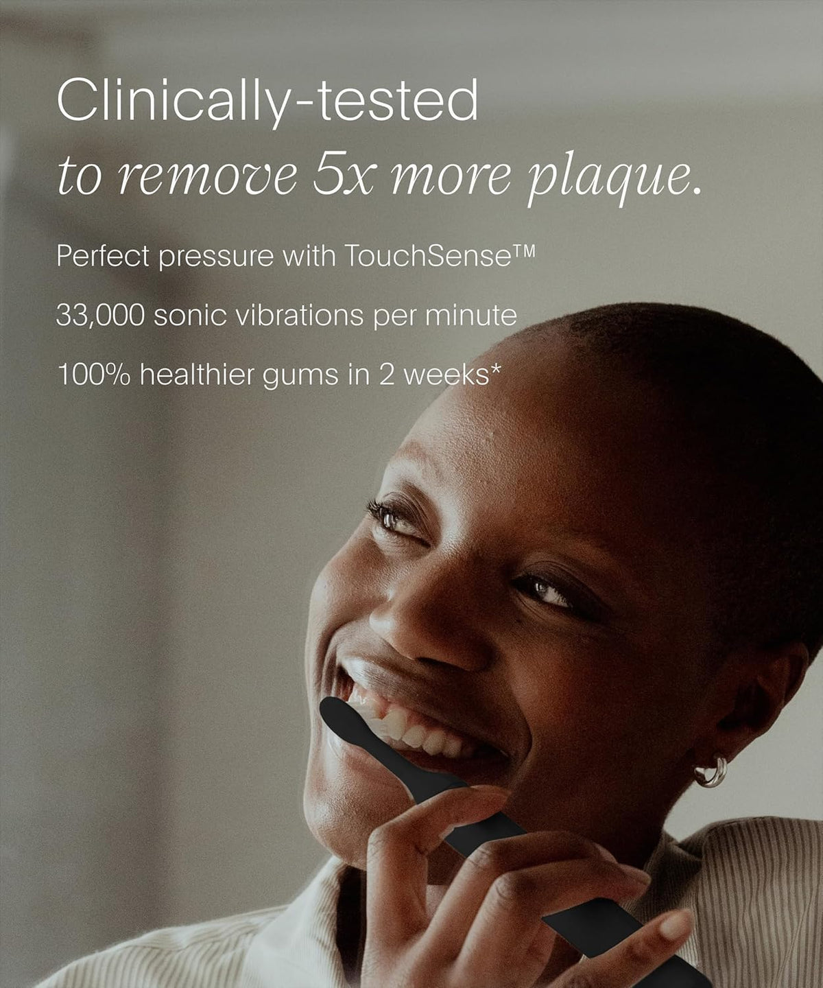 SURI Cepillo de dientes eléctrico Pro Sonic | Batería para más de 4 semanas | Sensor de presión | Cuerpo de aluminio | Temporizador de 2 minutos | Cabeza a base de plantas | Negro