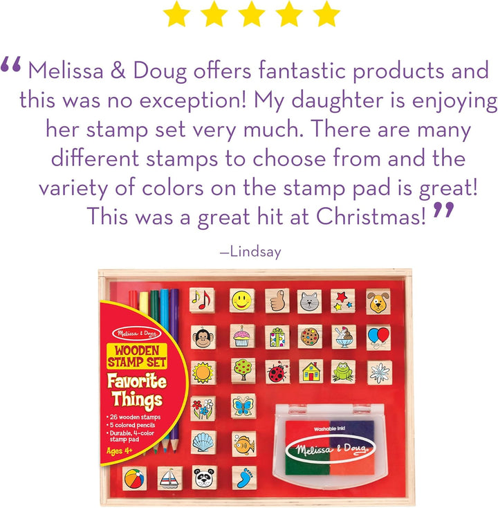 Juego de sellos de madera Melissa &amp; Doug Favorite Things, 26 se...